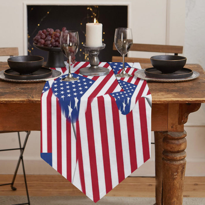 American flag of love Sharp Angle Table Runner Place Mats - LeobonZone