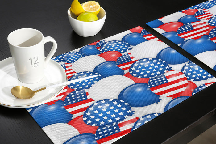Balloon flag for independence day Personalized Table Placemats - LeobonZone