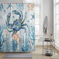 Bedliving Shower Curtain for Bathroom Crab Blue Decorative Shower Curtains Set with 12 Hooks Ocean Coral Starfish Bath Curtain Bedliving Waterproof Fabric 72x72 inch