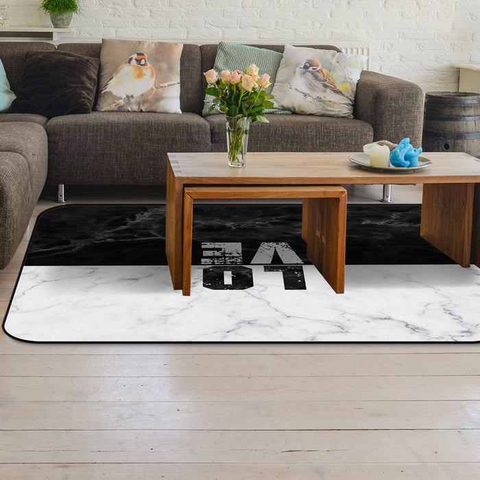 Black and white marble texture Sponge Rillet Rubber Rugs - LeobonZone
