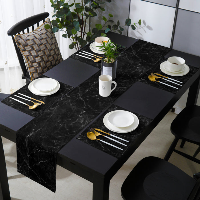 Black Marble crack texture Table Flag And Table Mat Suit - LeobonZone