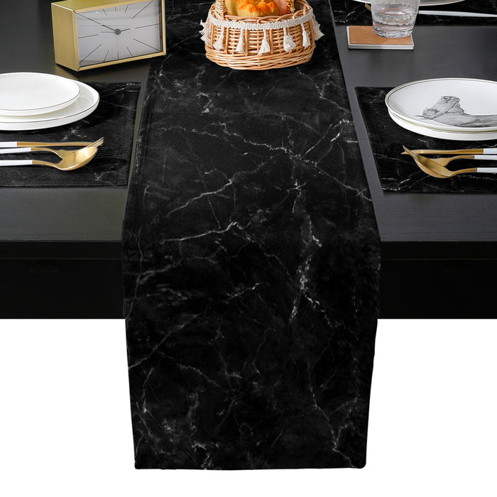Black Marble crack texture Table Flag And Table Mat Suit - LeobonZone