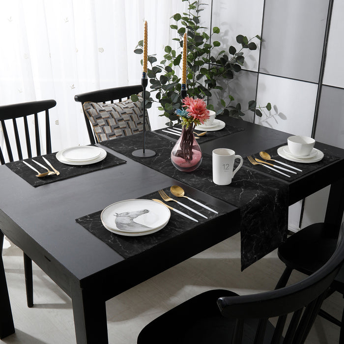 Black Marble crack texture Table Flag And Table Mat Suit - LeobonZone
