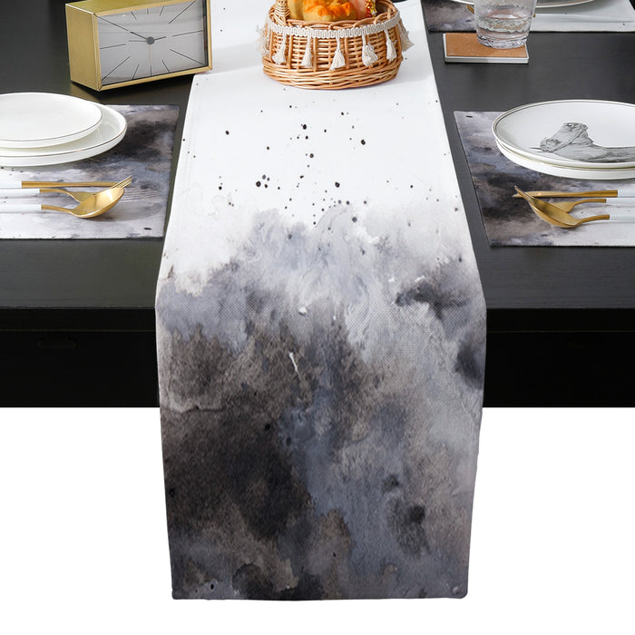 Black Marble light color pattern stone Table Flag And Table Mat Suit - LeobonZone