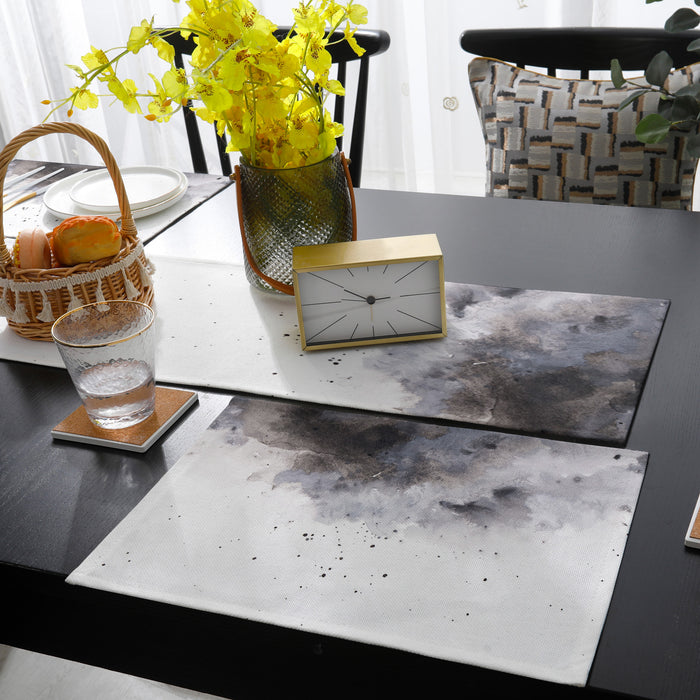 Black Marble light color pattern stone Table Flag And Table Mat Suit - LeobonZone
