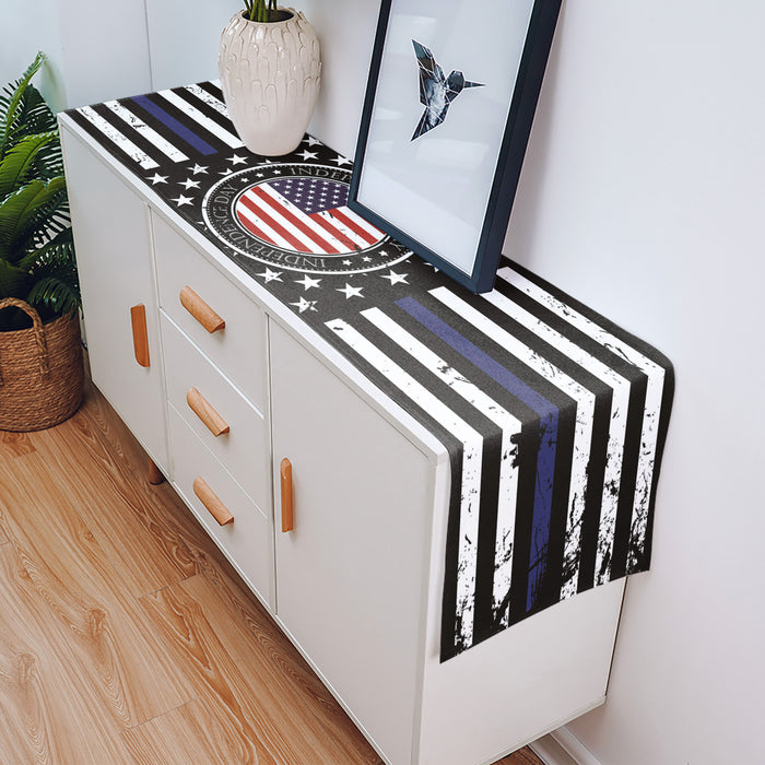 Black Retro Independence Day Flag Table Runner Place Mats - LeobonZone