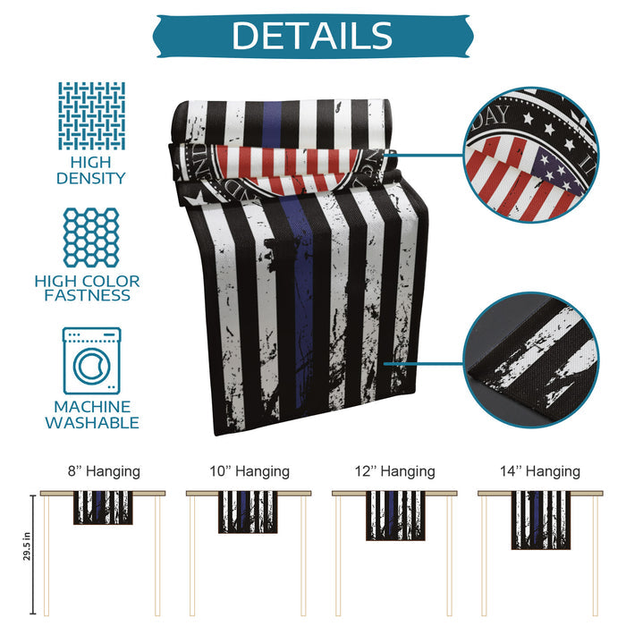 Black Retro Independence Day Flag Table Runner Place Mats - LeobonZone