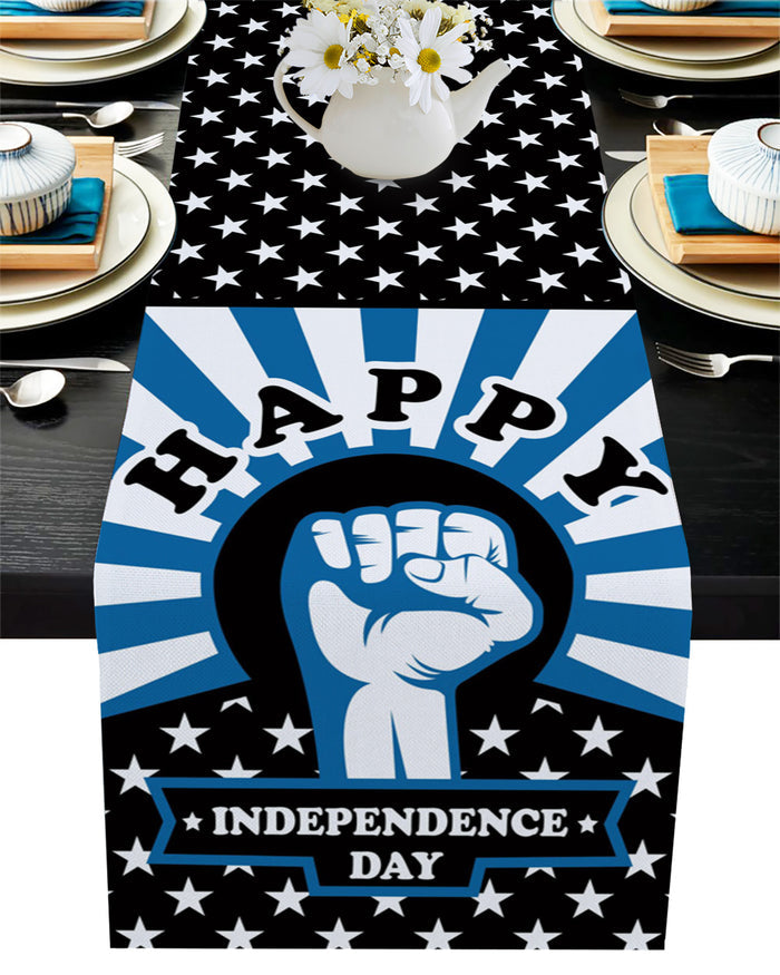 Blue Happy Independence Day Table Runner Place Mats - LeobonZone
