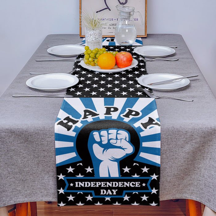 Blue Happy Independence Day Table Runner Place Mats - LeobonZone