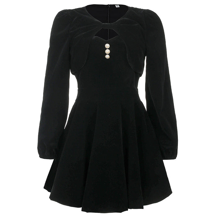 Dress velvet palace style high waist suspender skirt two-piece all-match cover crotch - LeobonZone