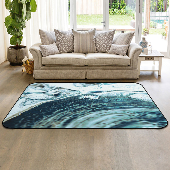 Green Marble fluid gradient texture Sponge Rillet Rubber Rugs - LeobonZone
