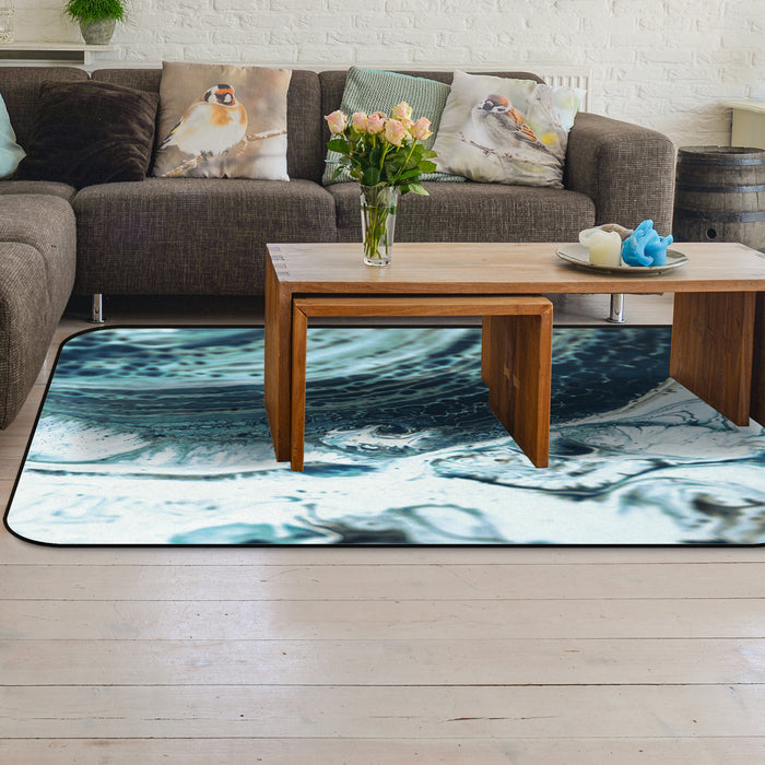Green Marble fluid gradient texture Sponge Rillet Rubber Rugs - LeobonZone