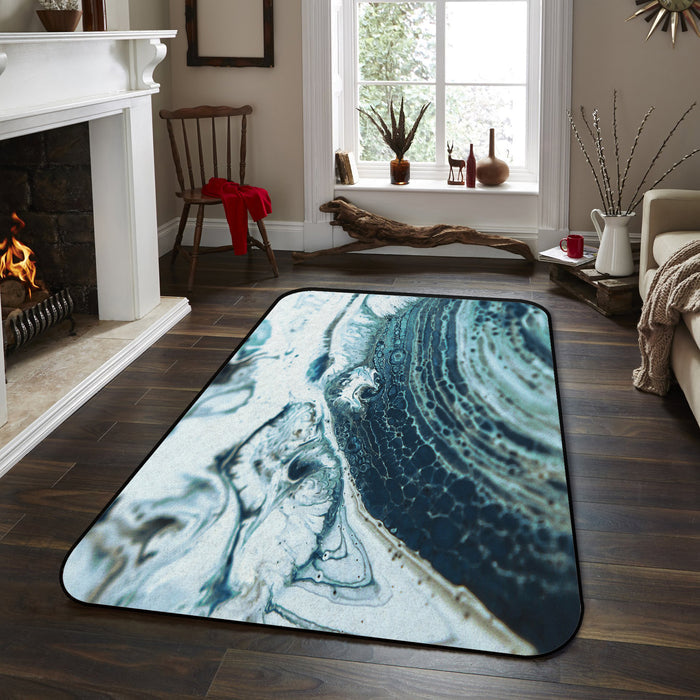 Green Marble fluid gradient texture Sponge Rillet Rubber Rugs - LeobonZone