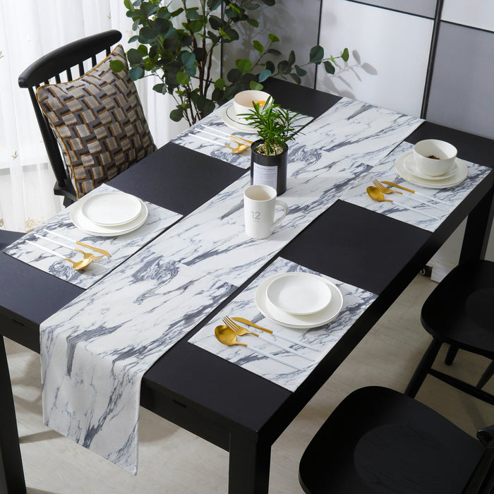 Grey Marble light color pattern stone Table Flag And Table Mat Suit - LeobonZone