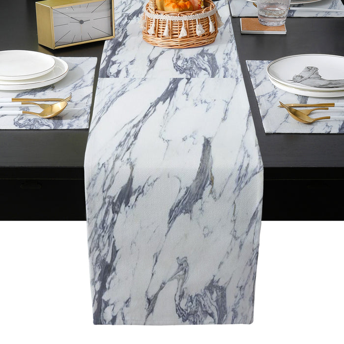 Grey Marble light color pattern stone Table Flag And Table Mat Suit - LeobonZone