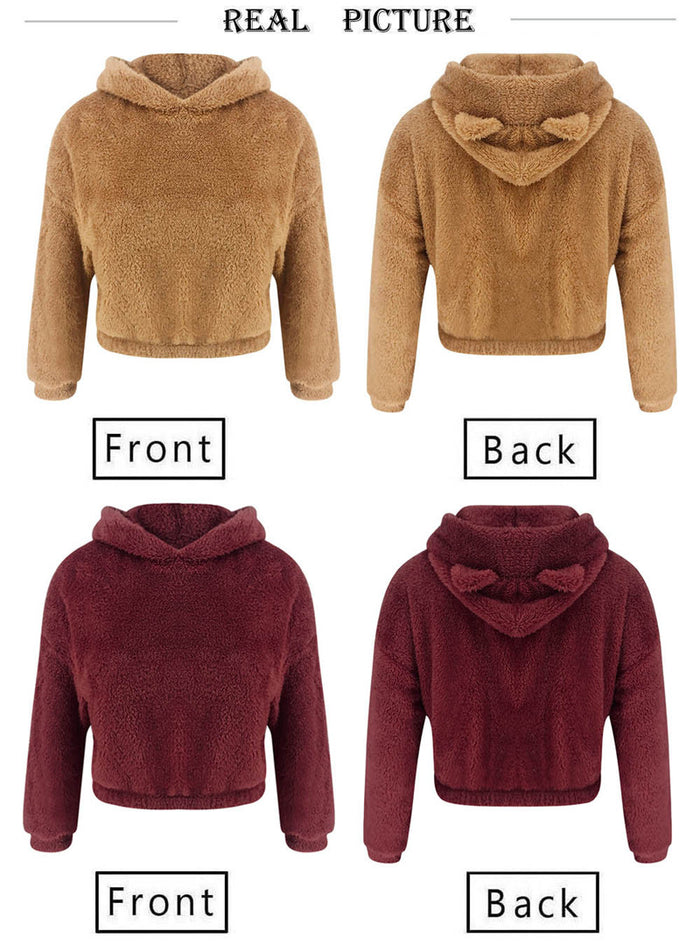 Hoodie women Leisure hoodie Short wool Pullovers tops - LeobonZone