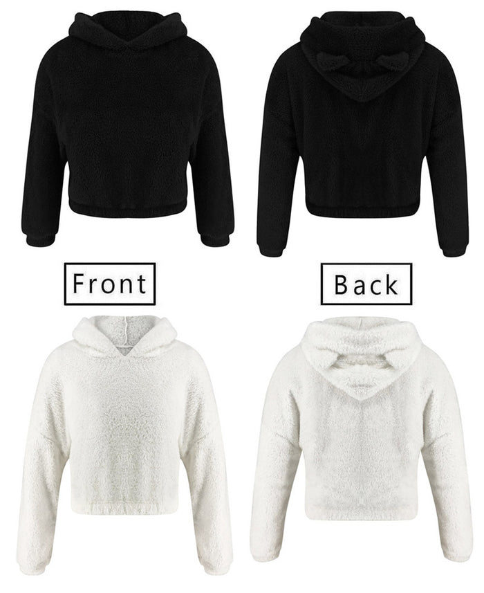 Hoodie women Leisure hoodie Short wool Pullovers tops - LeobonZone