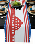 Independence day red building stars Table Runner Place Mats - LeobonZone