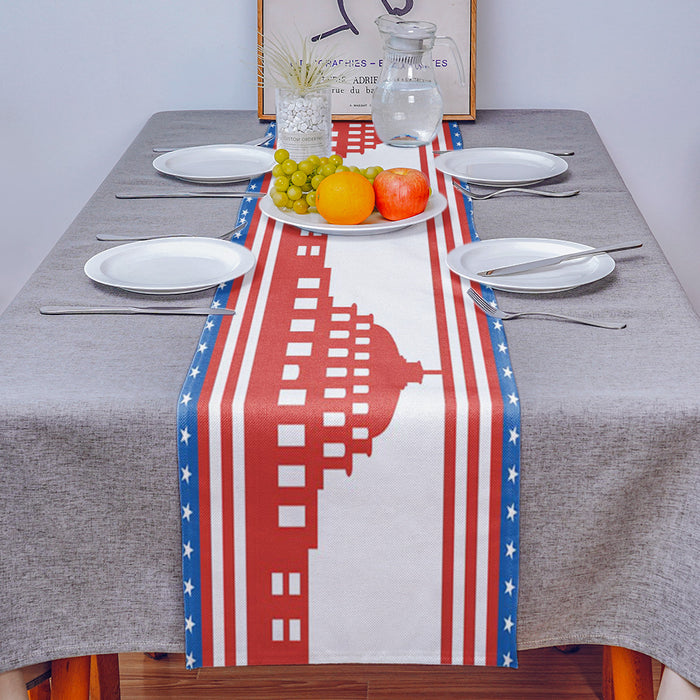 Independence day red building stars Table Runner Place Mats - LeobonZone