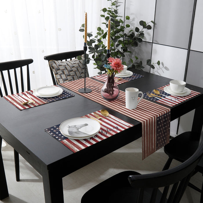 Independence day retro American flag Table Flag And Table Mat Suit - LeobonZone