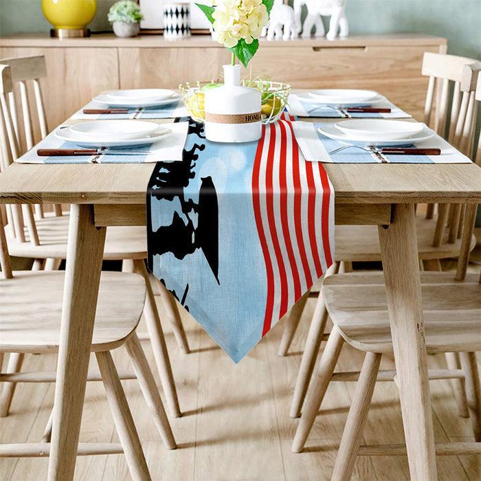 Independence day victory cheers soldiers Sharp Angle Table Runner Place Mats - LeobonZone