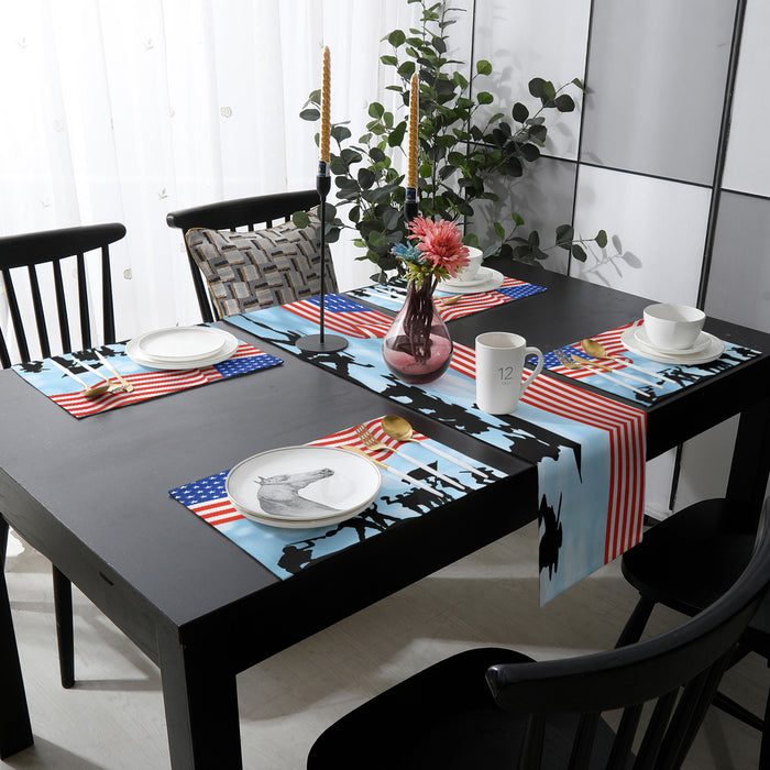 Independence day victory cheers soldiers Table Flag And Table Mat Suit - LeobonZone