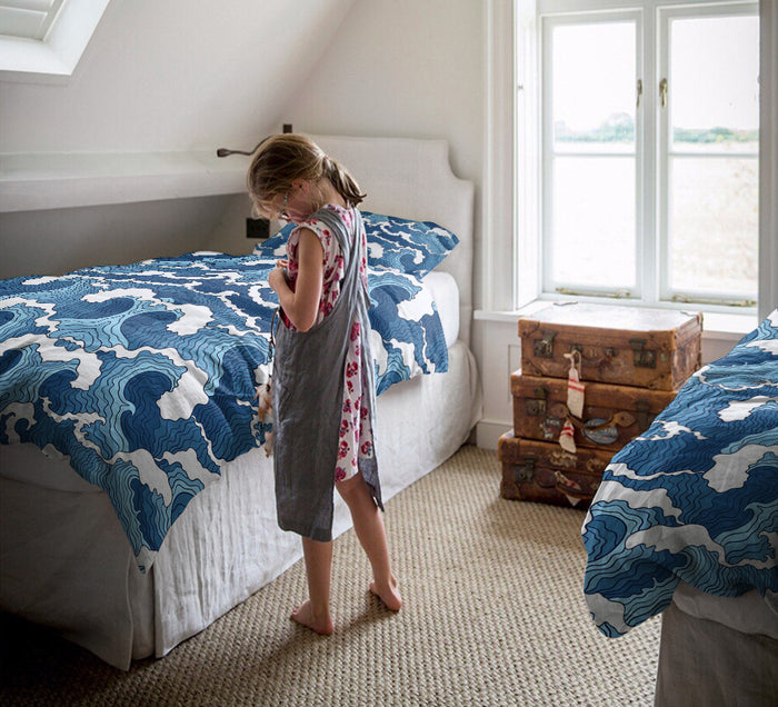 Japanese water wave comforter sets pillowcase - LeobonZone
