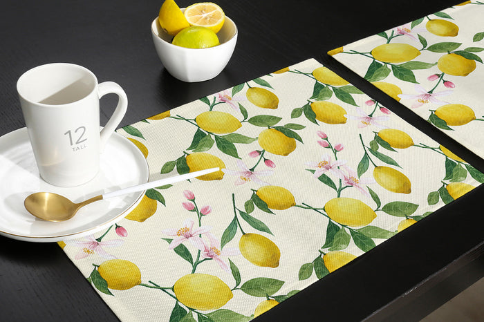 Lemon fruit summer Personalized Table Placemats - LeobonZone