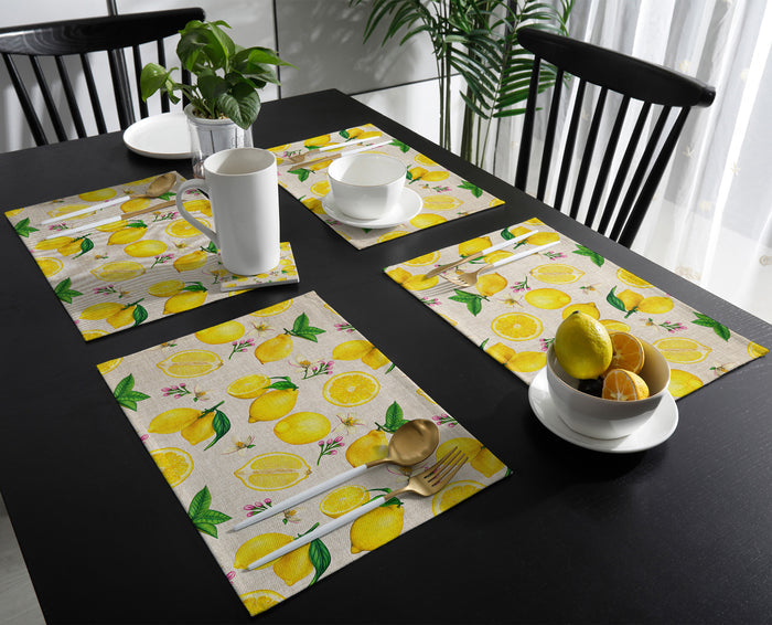 Lemon multi fruit summer Personalized Table Placemats - LeobonZone