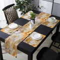 Marble yellow pattern ripple Table Flag And Table Mat Suit - LeobonZone
