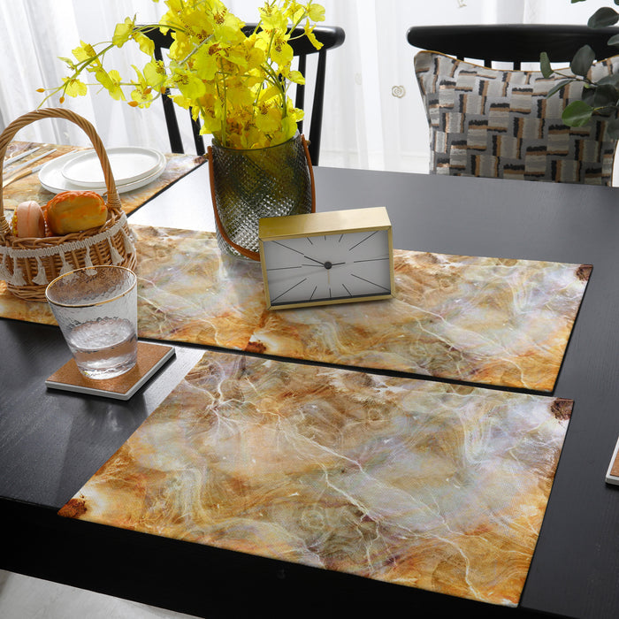 Marble yellow pattern ripple Table Flag And Table Mat Suit - LeobonZone