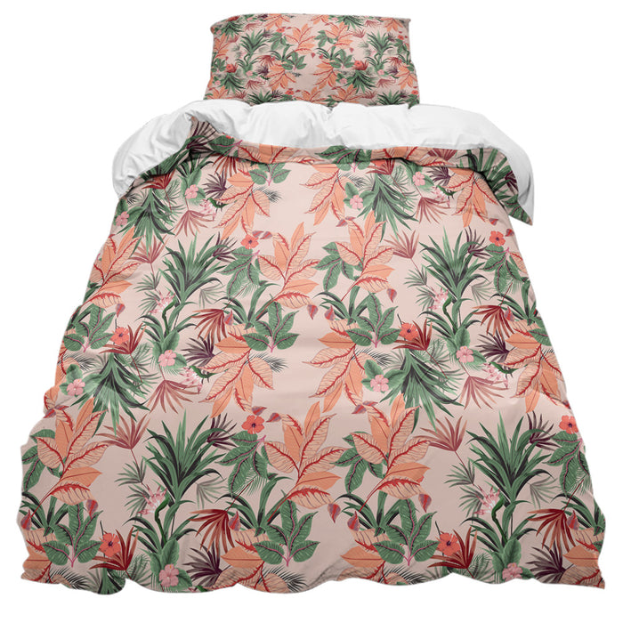 Pink Flowers comforter sets pillowcase - LeobonZone