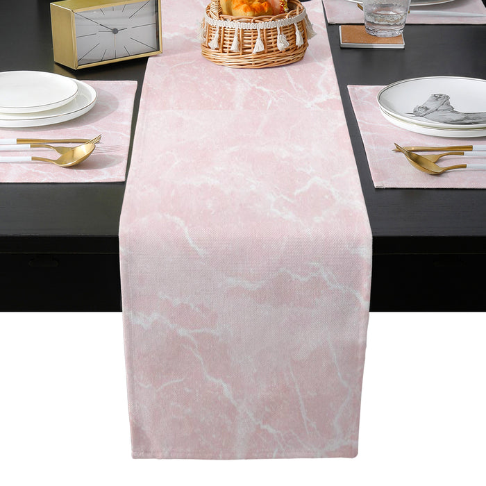 Pink Marble Granite Texture Table Flag And Table Mat Suit - LeobonZone