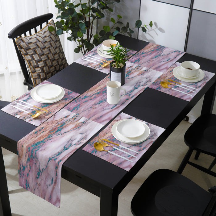 Pink Marble light color pattern stone Table Flag And Table Mat Suit - LeobonZone