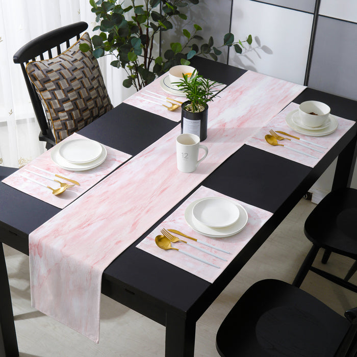 Pink Marble Texture Table Flag And Table Mat Suit - LeobonZone