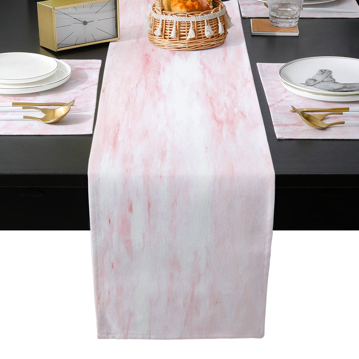 Pink Marble Texture Table Flag And Table Mat Suit - LeobonZone