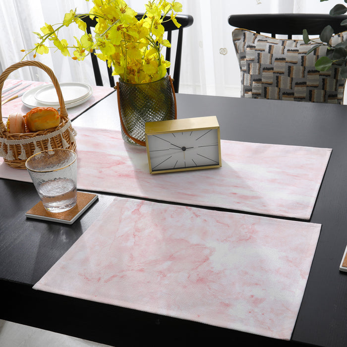 Pink Marble Texture Table Flag And Table Mat Suit - LeobonZone
