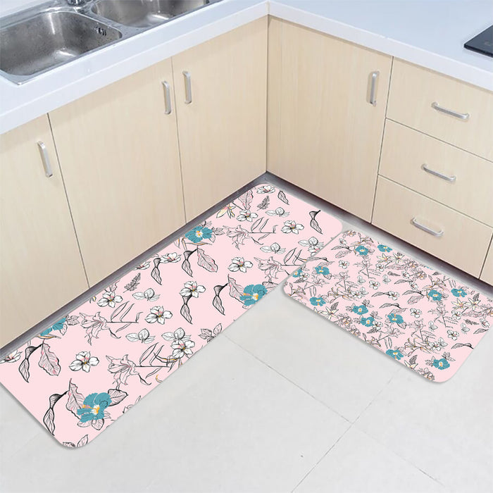 Pink Retro Flannel Circular Angle Felt Carpets Two piece set - LeobonZone