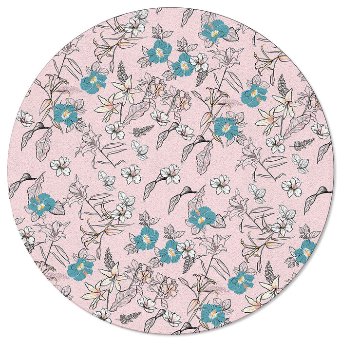 Pink Retro Flannel Circular Felt Rugs - LeobonZone