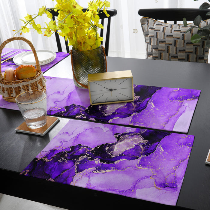 Purple Marble Texture in Phnom Penh Table Flag And Table Mat Suit - LeobonZone