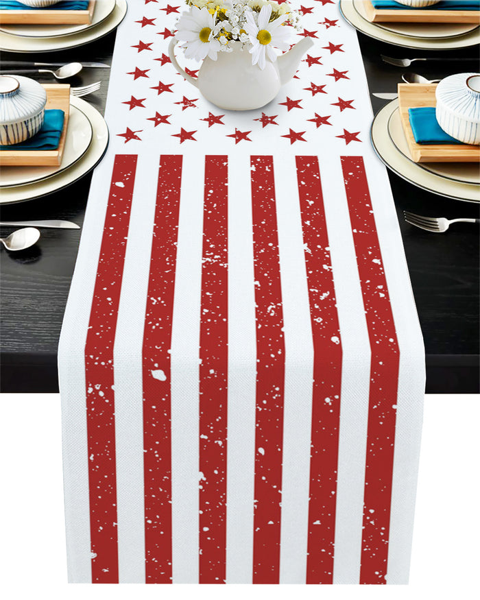 Red and white independence day retro American flag Table Runner Place Mats - LeobonZone