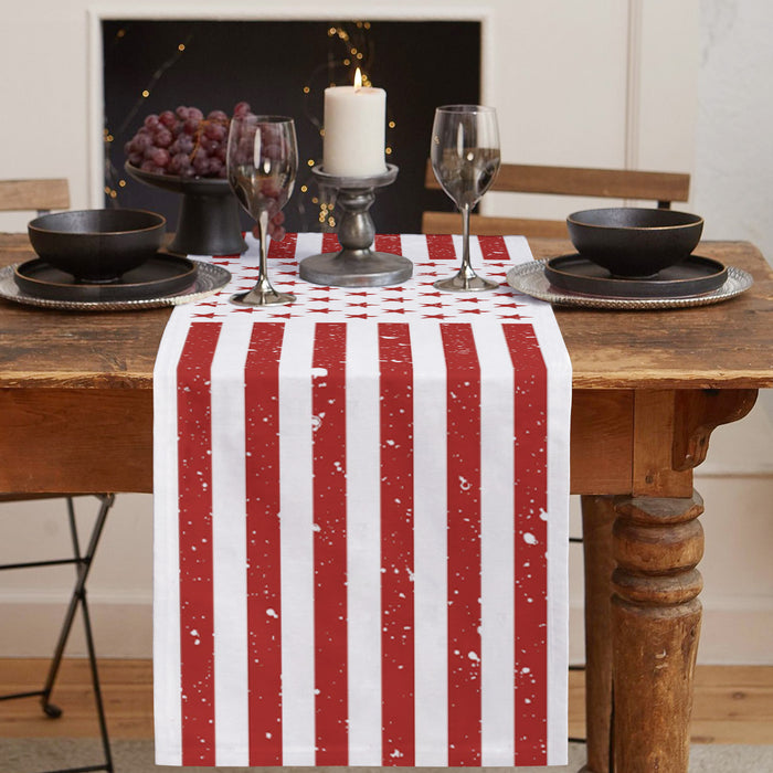 Red and white independence day retro American flag Table Runner Place Mats - LeobonZone