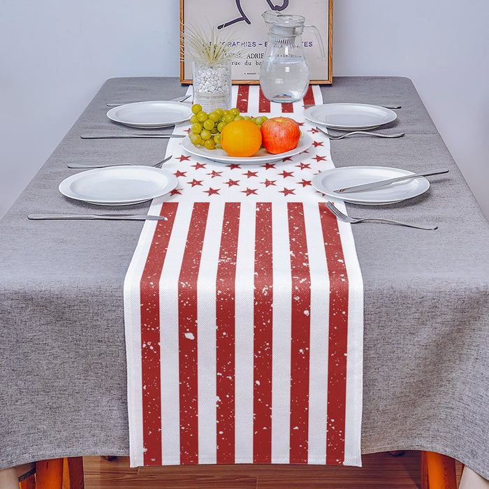 Red and white independence day retro American flag Table Runner Place Mats - LeobonZone