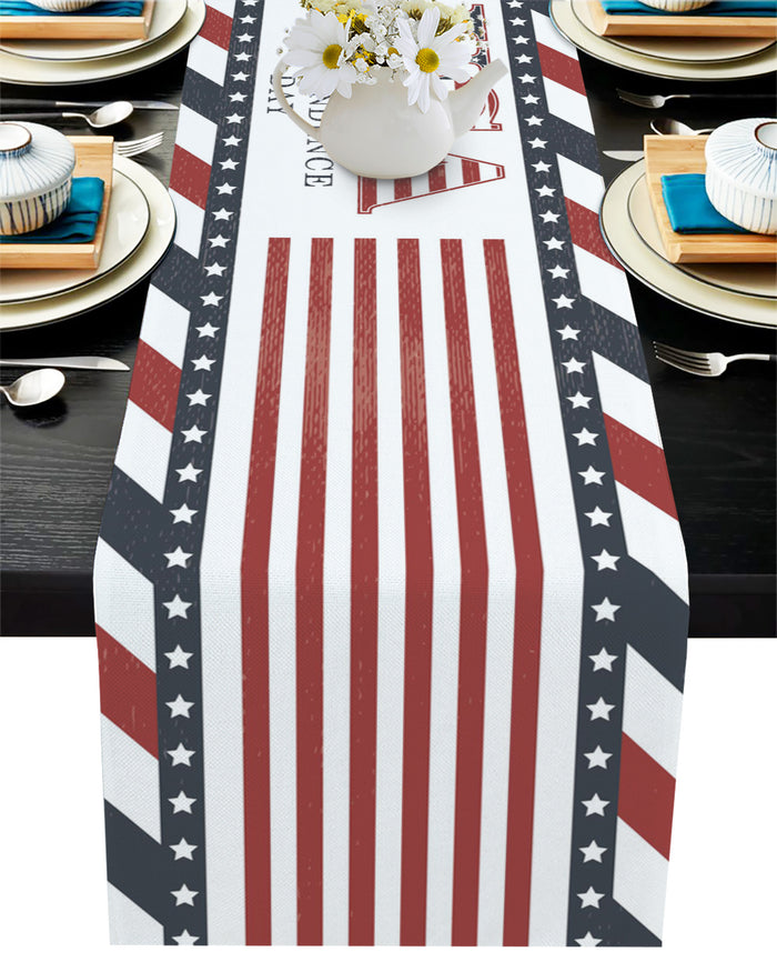 Red USA flag Independence Day Table Runner Place Mats - LeobonZone