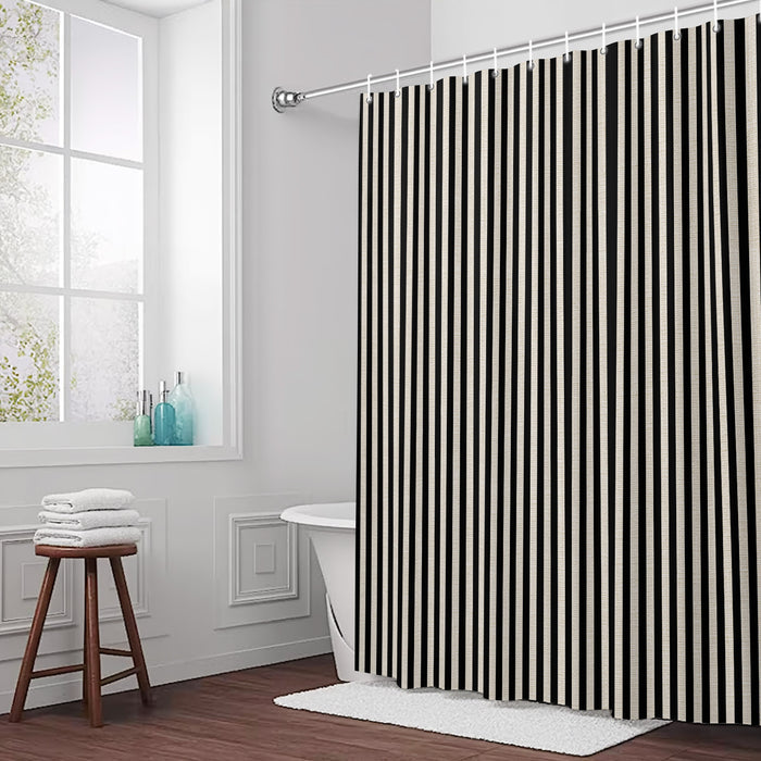 Shower Curtain for Bathroom Black Stripeds Decorative Shower Curtains Set with 12 Hooks Stripedd Bath Curtain Waterproof Fabric 72x72 inch