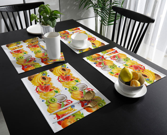 Tropical fruits in summer Personalized Table Placemats - LeobonZone