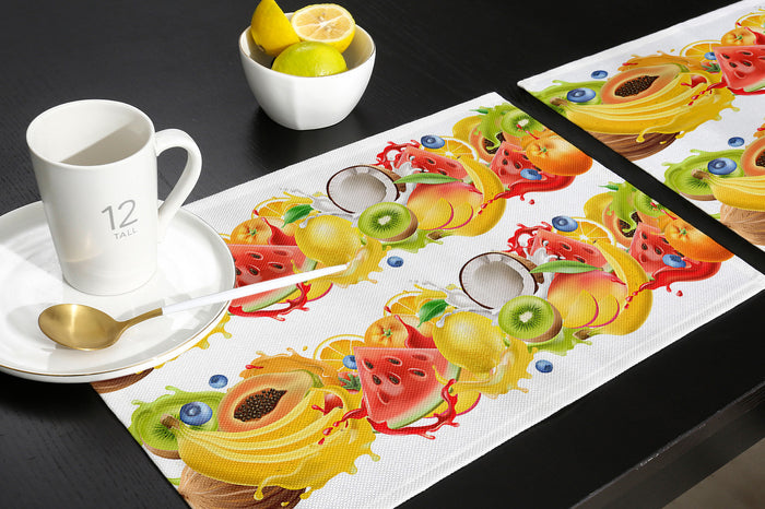 Tropical fruits in summer Personalized Table Placemats - LeobonZone